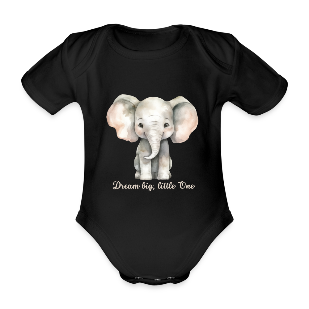 Baby Bio-Kurzarm-Body - Dream big, little one - Schwarz