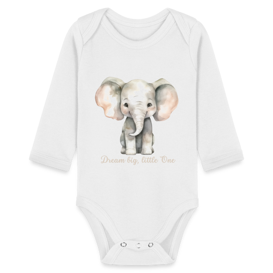 Baby Bio-Langarm-Body - Dream big, little one - weiß