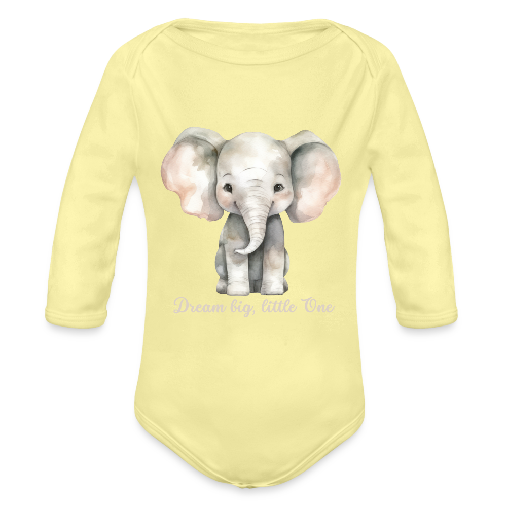 Baby Bio-Langarm-Body - Dream big, little one - Hellgelb