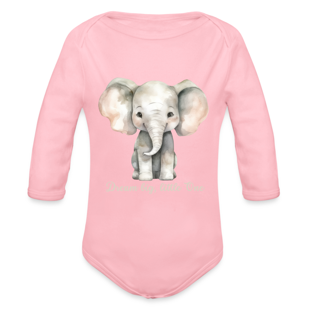 Baby Bio-Langarm-Body - Dream big, little one - Hellrosa