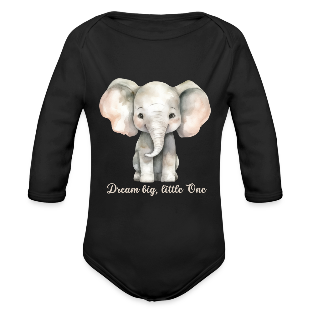 Baby Bio-Langarm-Body - Dream big, little one - Schwarz