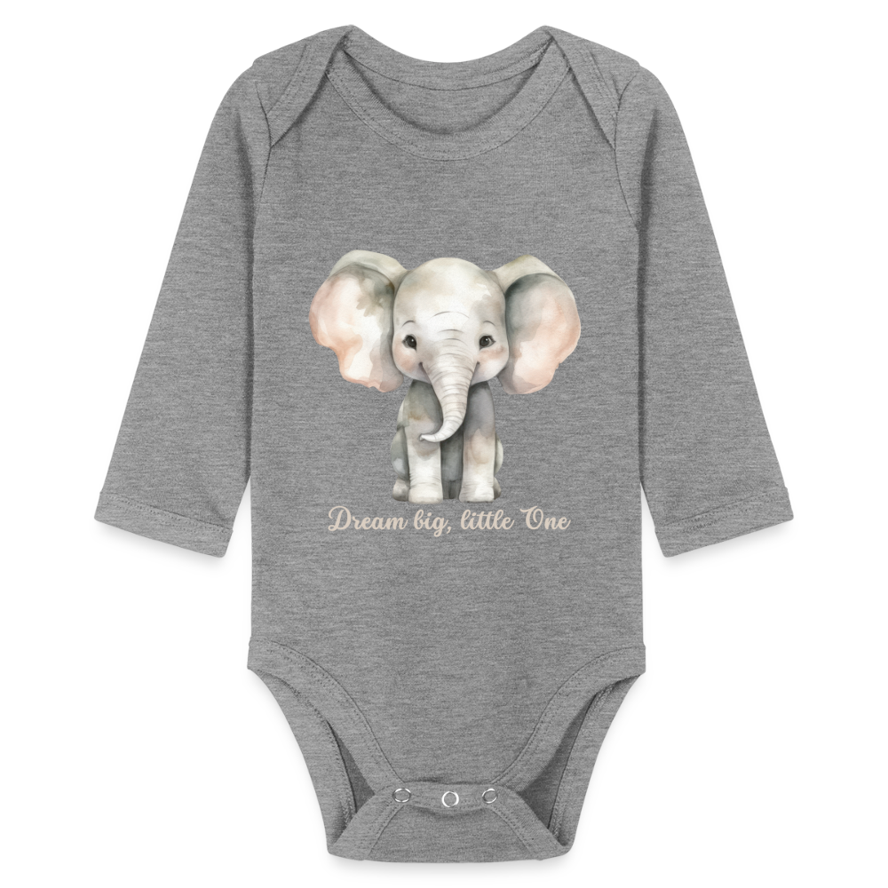 Baby Bio-Langarm-Body - Dream big, little one - Grau meliert