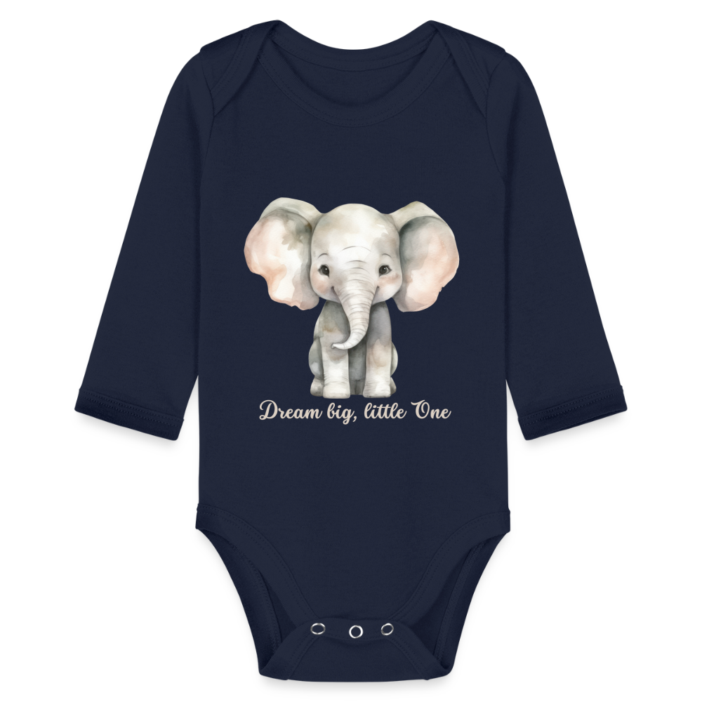 Baby Bio-Langarm-Body - Dream big, little one - Dunkelnavy
