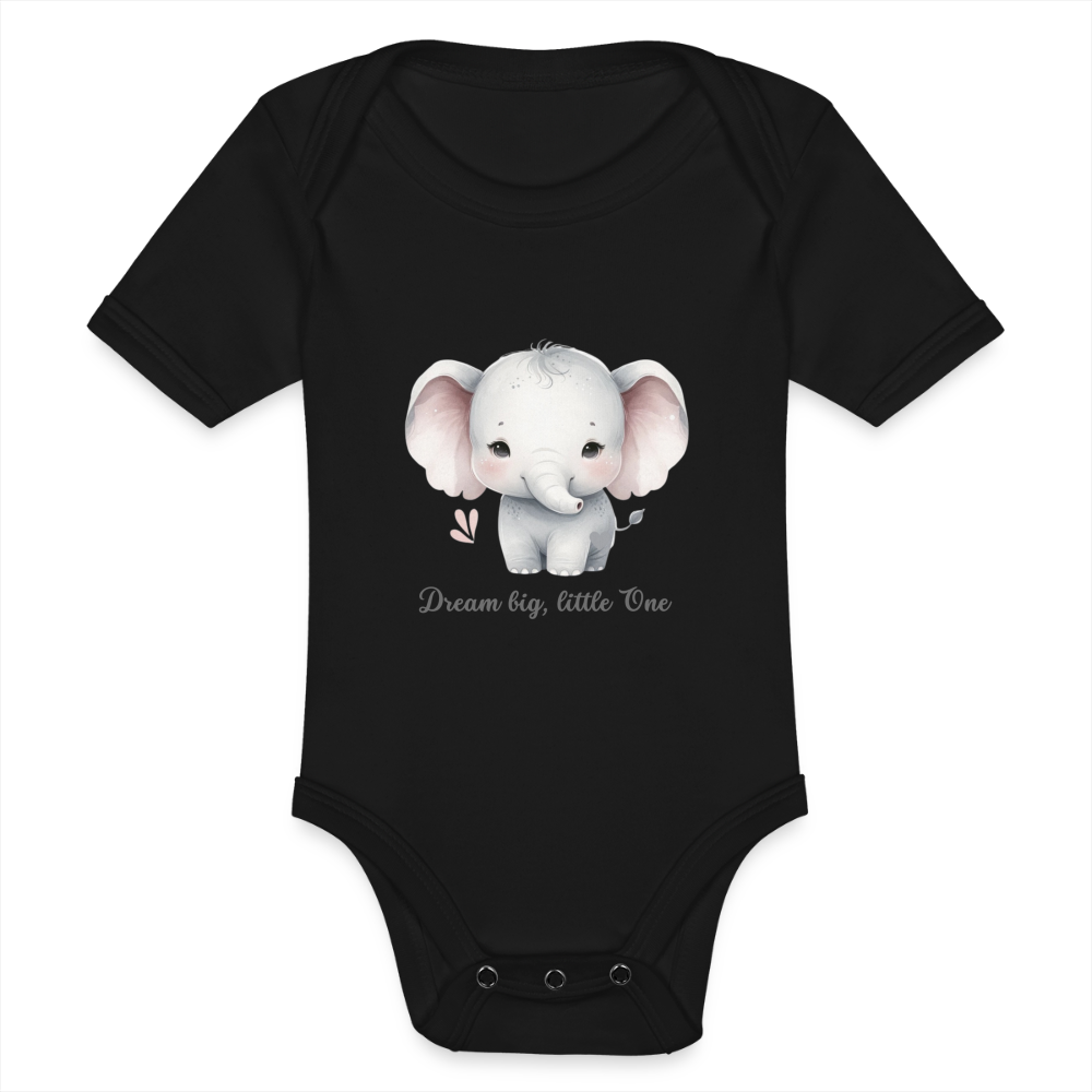 Baby Bio-Kurzarm-Body - Dream big, little one - Schwarz