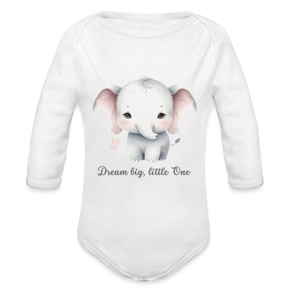 Baby Bio-Langarm-Body - Dream big, little one - weiß