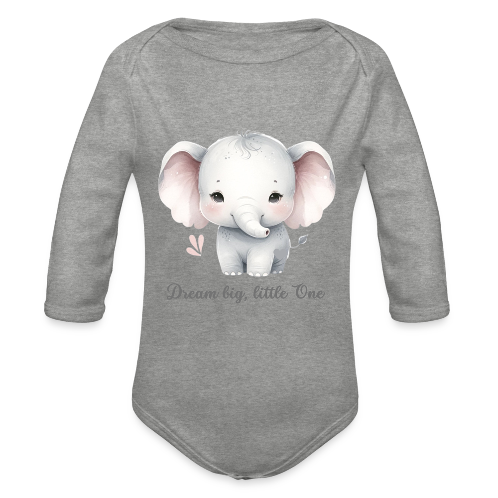 Baby Bio-Langarm-Body - Dream big, little one - Grau meliert