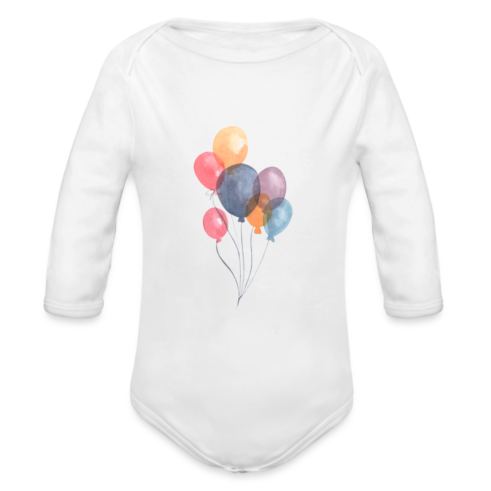 Baby Bio-Langarm-Body - Ballons - weiß