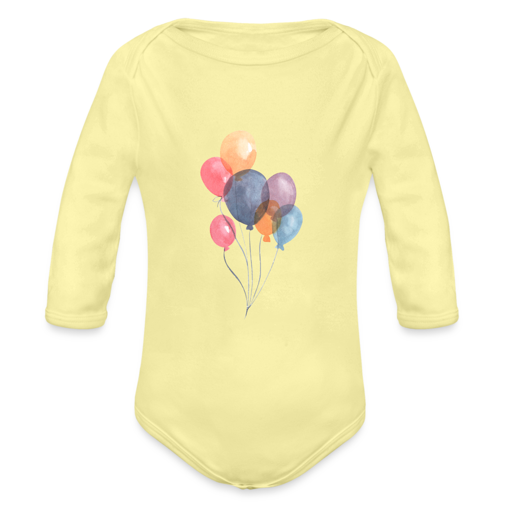 Baby Bio-Langarm-Body - Ballons - Hellgelb