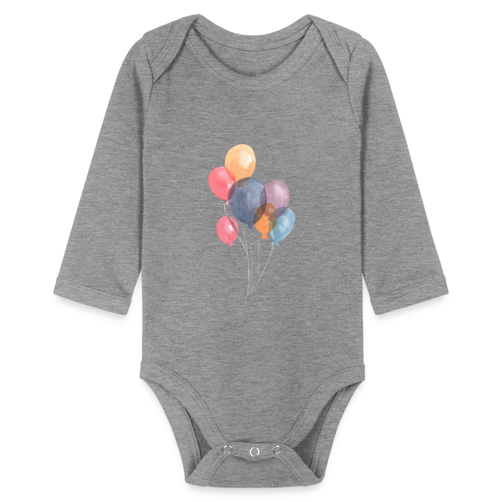 Baby Bio-Langarm-Body - Ballons - Grau meliert