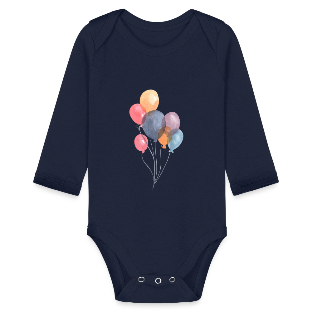 Baby Bio-Langarm-Body - Ballons - Dunkelnavy