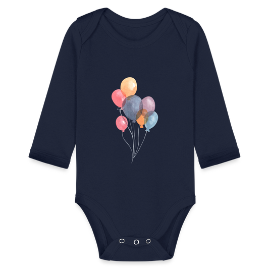 Baby Bio-Langarm-Body - Ballons - Dunkelnavy
