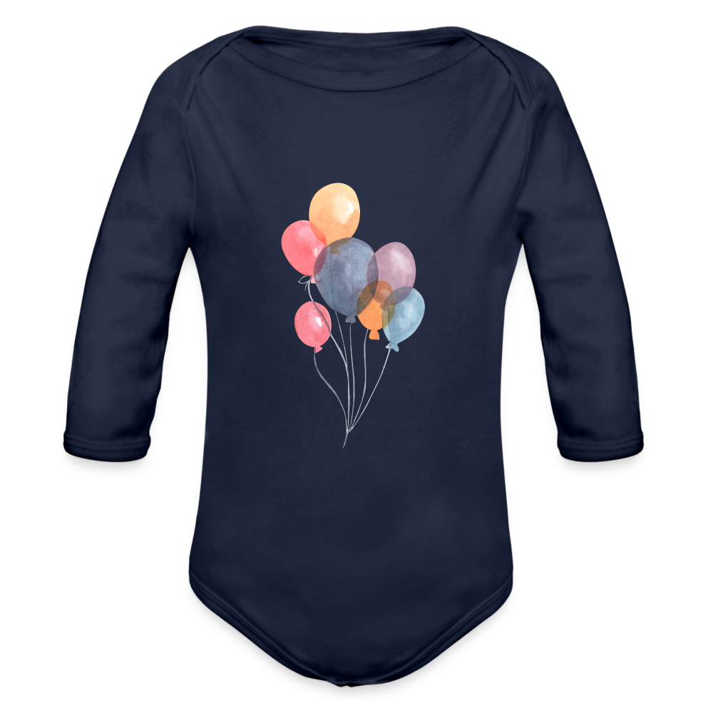 Baby Bio-Langarm-Body - Ballons - Dunkelnavy