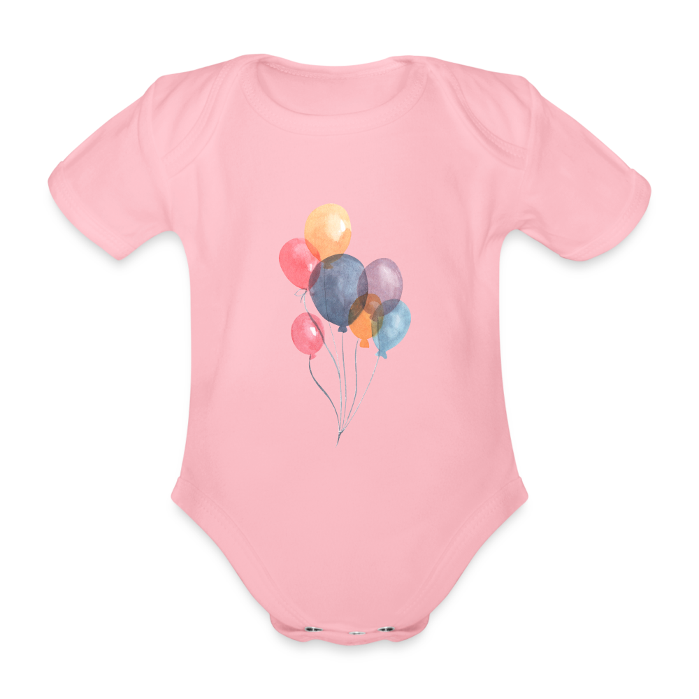 Baby Bio-Kurzarm-Body - Ballons - Hellrosa
