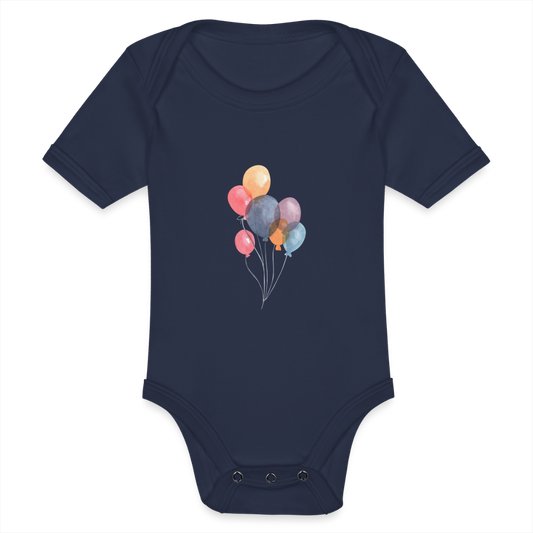 Baby Bio-Kurzarm-Body - Ballons - Dunkelnavy