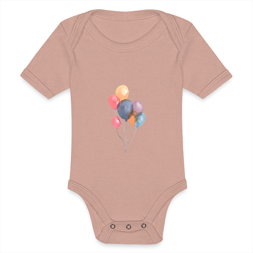Baby Tri-Blend-Kurzarm-Body - Ballons - Pfirsich