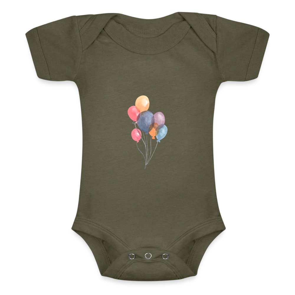 Baby Tri-Blend-Kurzarm-Body - Ballons - Olive