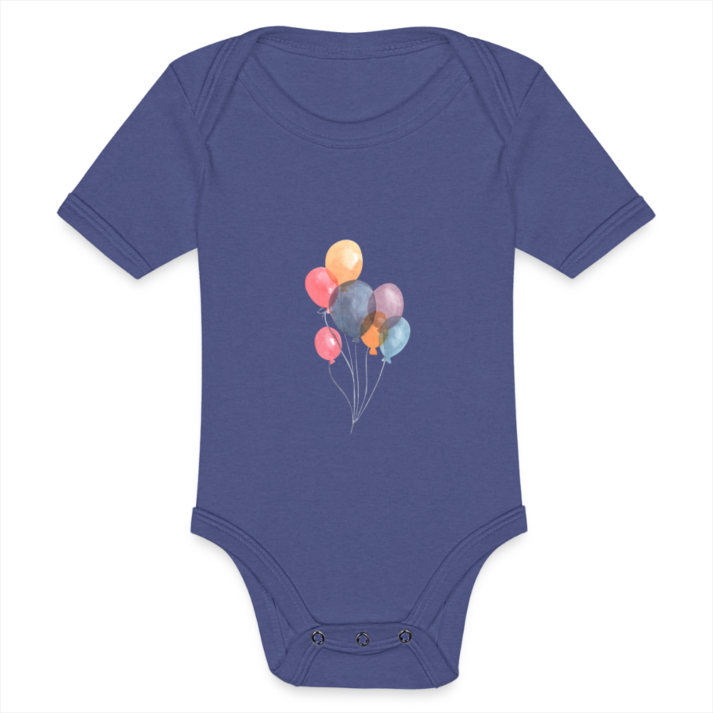 Baby Tri-Blend-Kurzarm-Body - Ballons - Blau