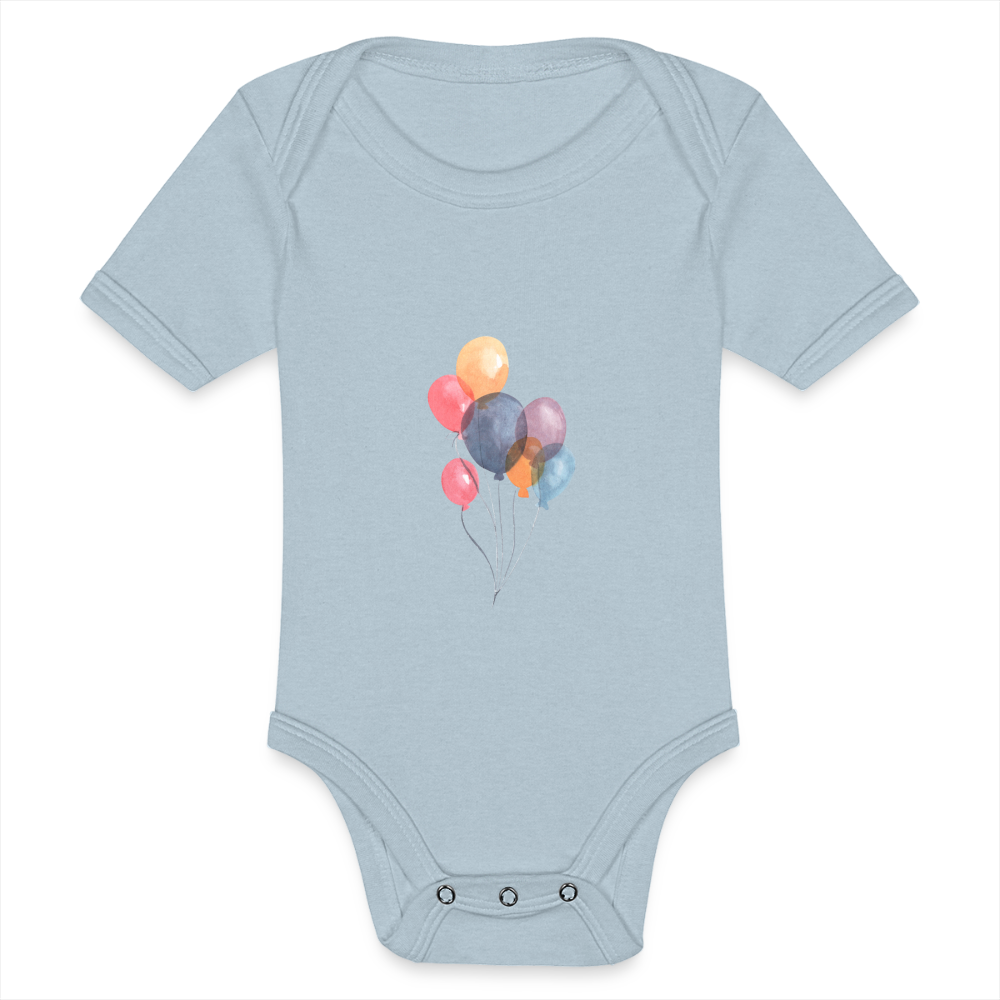 Baby Tri-Blend-Kurzarm-Body - Ballons - Eisblau