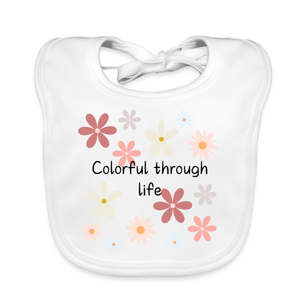Baby Bio-Lätzchen - Colourful through life - weiß