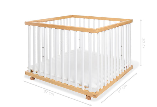 Laufstall 'Lexus' groß, faltbar, weiß/natur