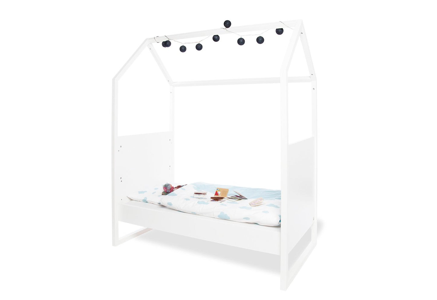 Kinderzimmer 'Hilda &Viktoria' breit, weiß3-teilig: Stubenbett, breite Wickelkommode, 2-türiger Kleiderschrank