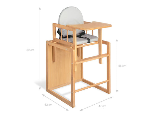 Kombi-Hochstuhl 'Lene', klar lackiert