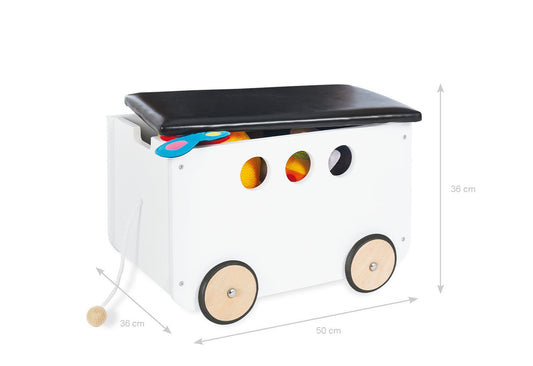 Spielzeugkiste auf Rädern 'Jim', weiß