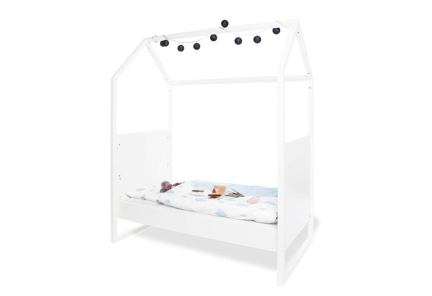 Kinderzimmer 'Hilda &Viktoria', weiß3-teilig: Stubenbett, Wickelkommode, 2-türiger Kleiderschrank