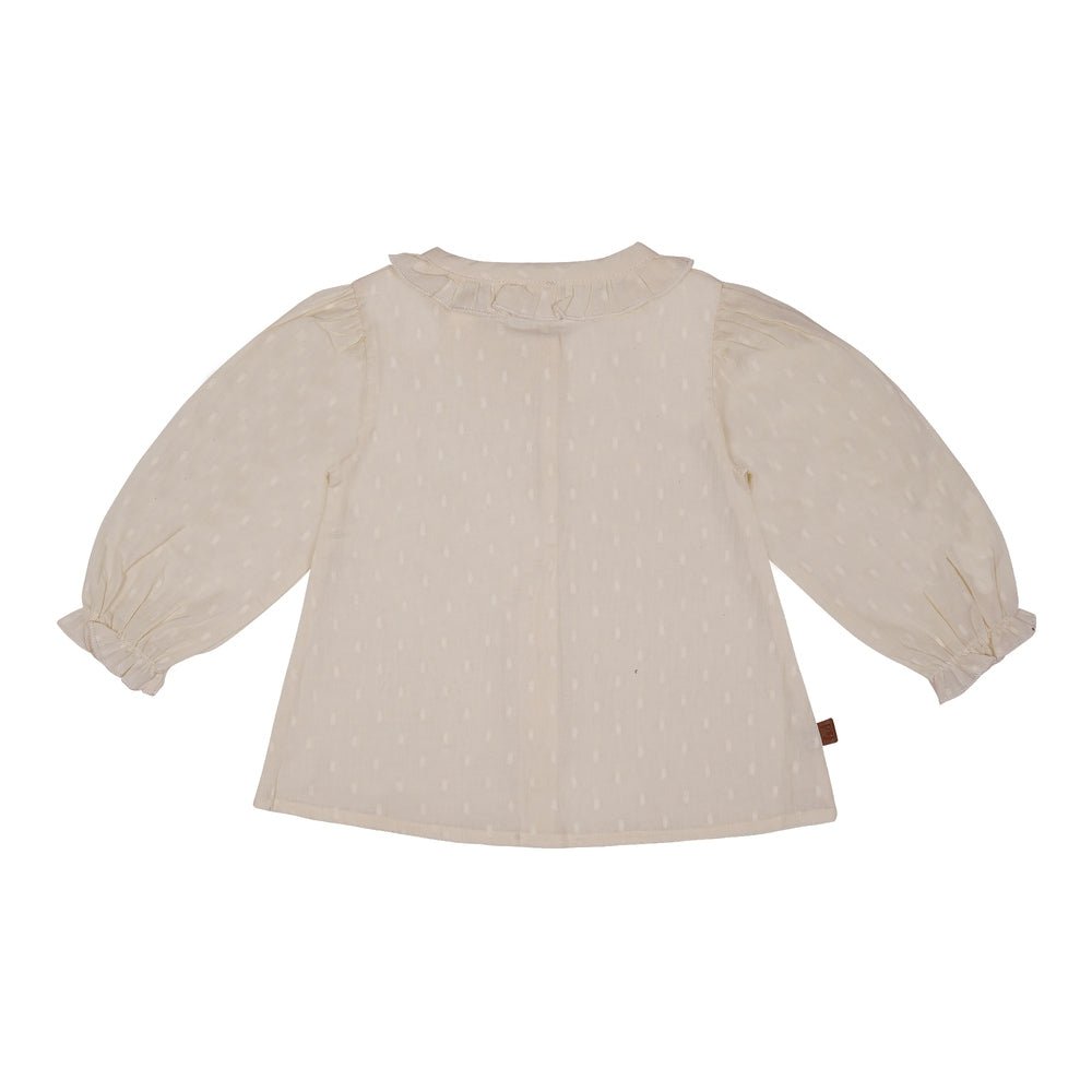 Bluse mit gewebten Punkten | Beige
