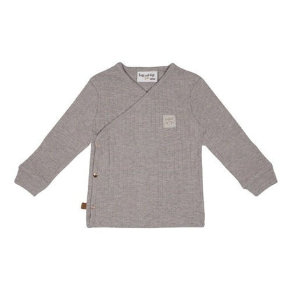 Waschbär-Melange-Wickelshirt | Taupe