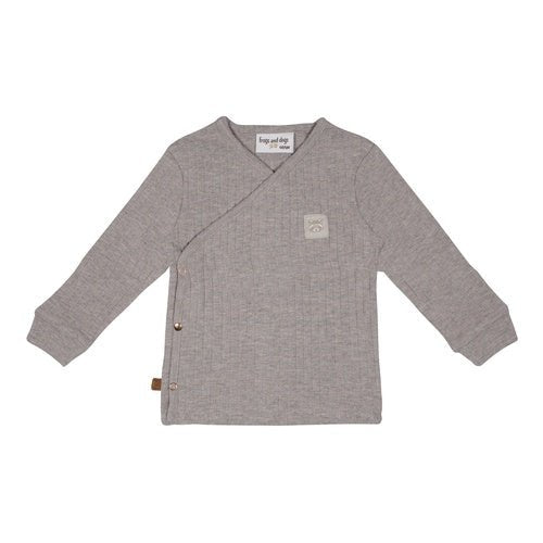 Waschbär-Melange-Wickelshirt | Taupe