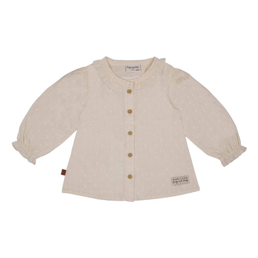 Bluse mit gewebten Punkten | Beige