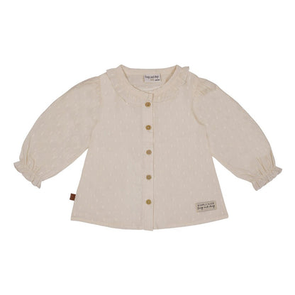 Bluse mit gewebten Punkten | Beige