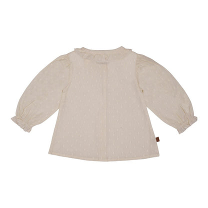 Bluse mit gewebten Punkten | Beige