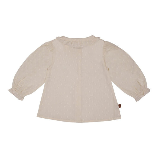 Bluse mit gewebten Punkten | Beige