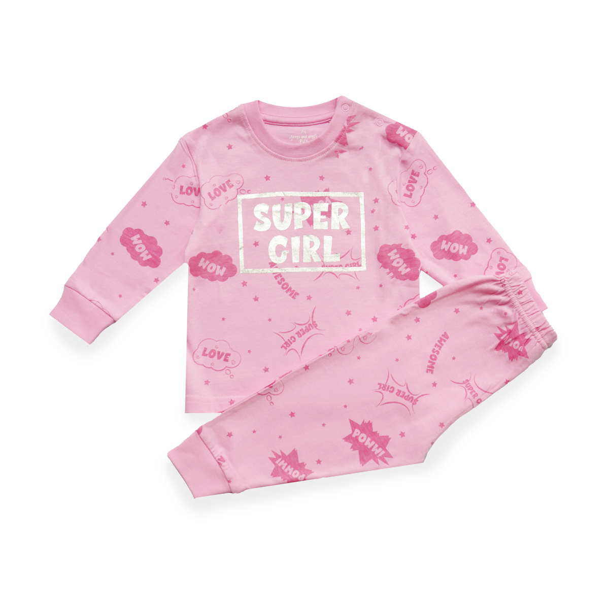 Super Girl F&D Pyjama Kinder | Rosa
