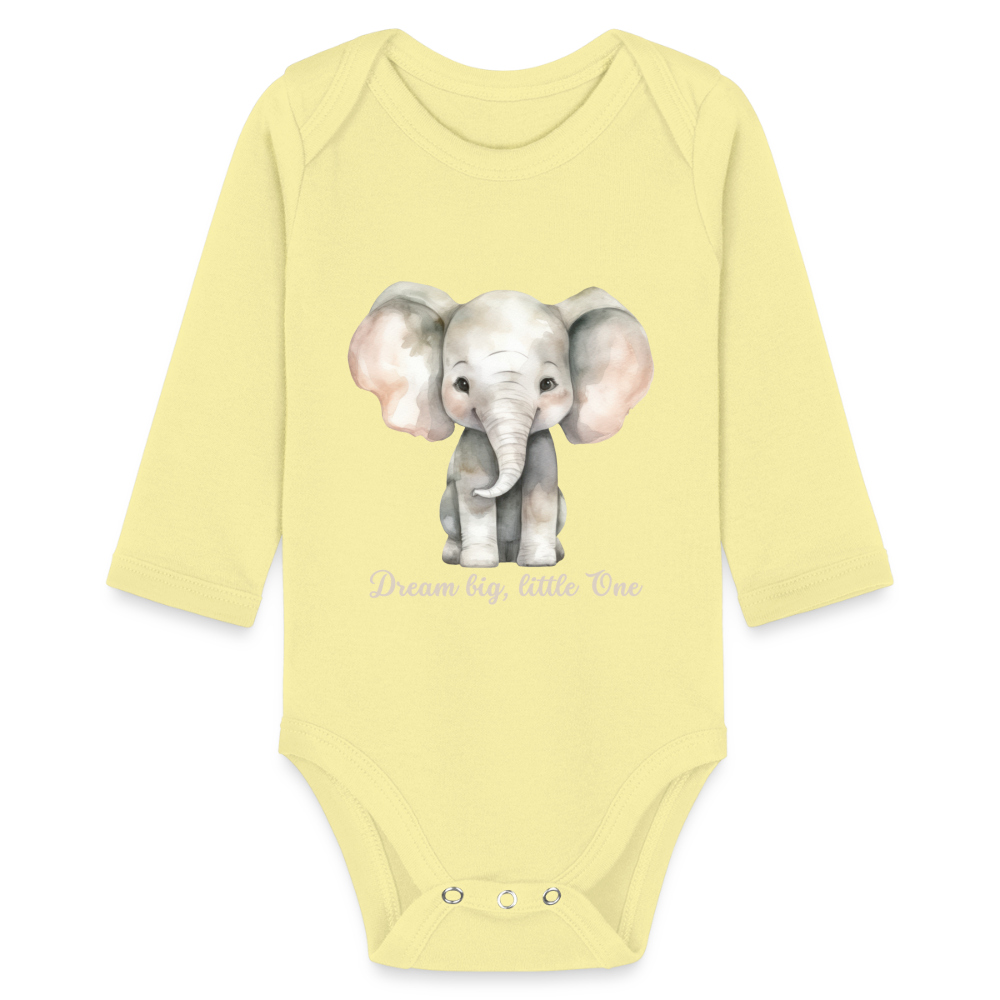 Baby Bio-Langarm-Body - Dream big, little one - Hellgelb