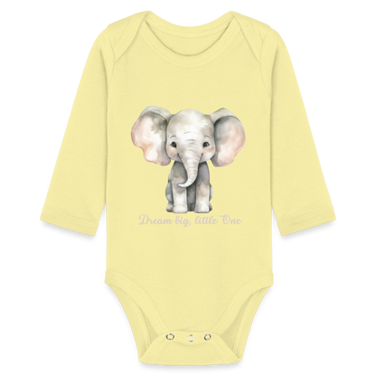 Baby Bio-Langarm-Body - Dream big, little one - Hellgelb