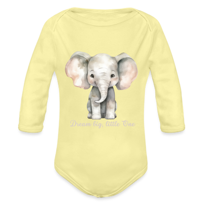 Baby Bio-Langarm-Body - Dream big, little one - Hellgelb