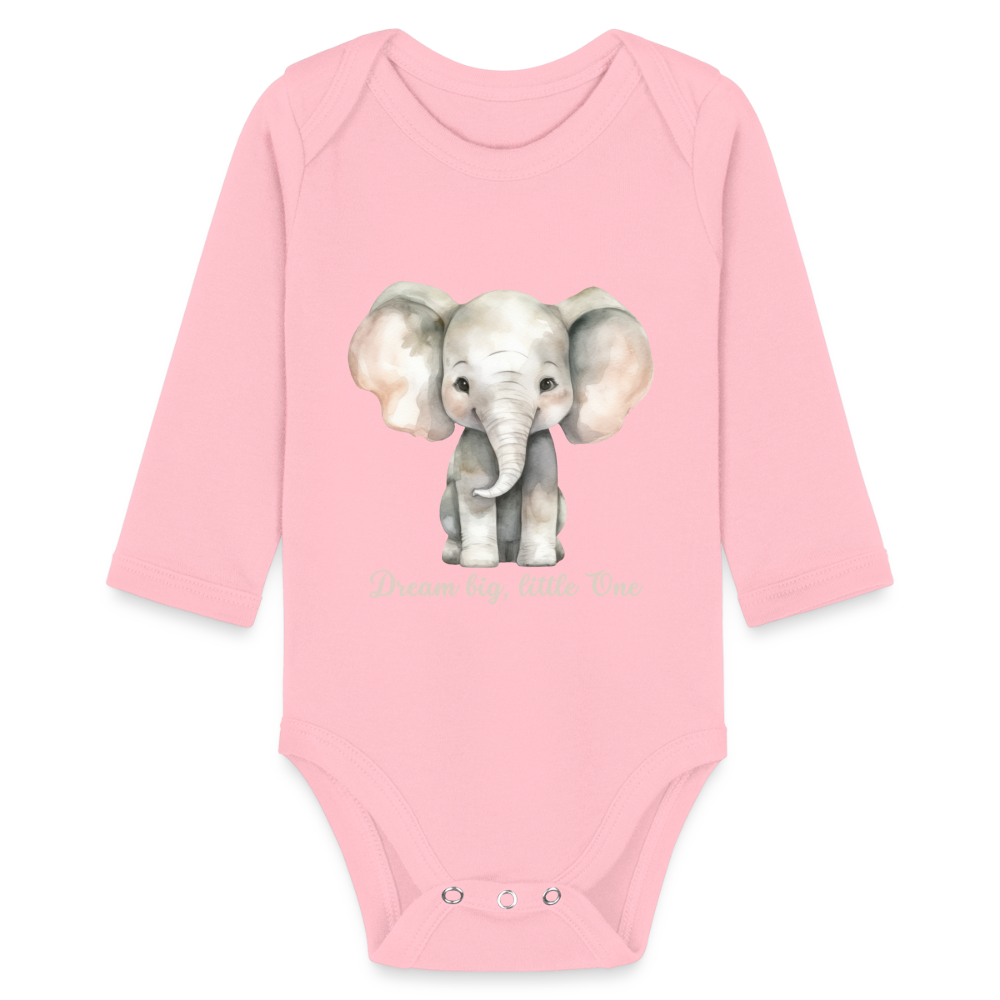 Baby Bio-Langarm-Body - Dream big, little one - Hellrosa