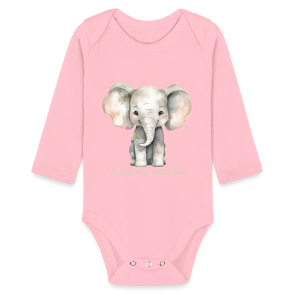 Baby Bio-Langarm-Body - Dream big, little one - Hellrosa