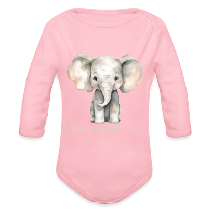 Baby Bio-Langarm-Body - Dream big, little one - Hellrosa