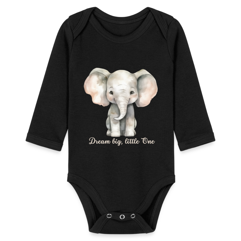 Baby Bio-Langarm-Body - Dream big, little one - Schwarz