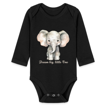 Baby Bio-Langarm-Body - Dream big, little one - Schwarz