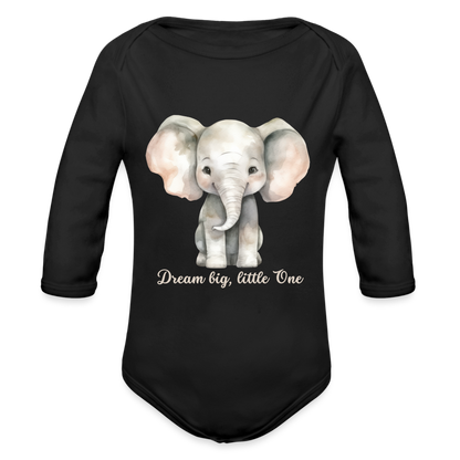 Baby Bio-Langarm-Body - Dream big, little one - Schwarz