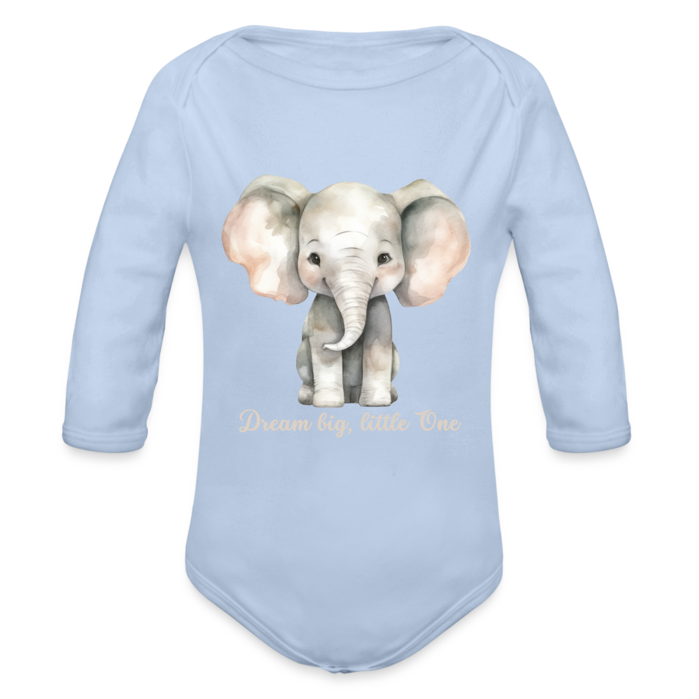 Baby Bio-Langarm-Body - Dream big, little one - Sky