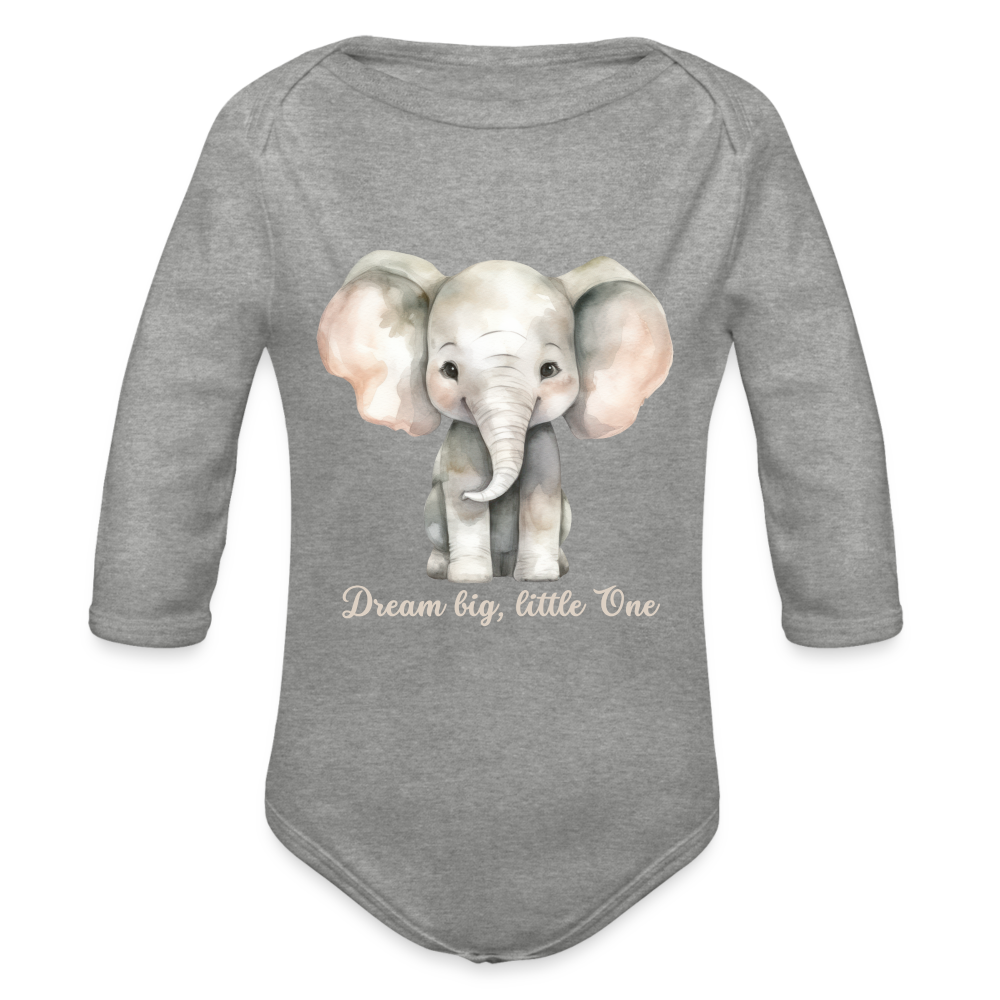 Baby Bio-Langarm-Body - Dream big, little one - Grau meliert