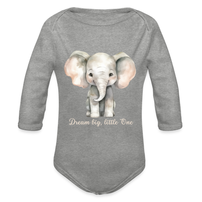 Baby Bio-Langarm-Body - Dream big, little one - Grau meliert
