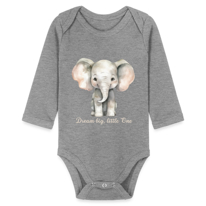 Baby Bio-Langarm-Body - Dream big, little one - Grau meliert