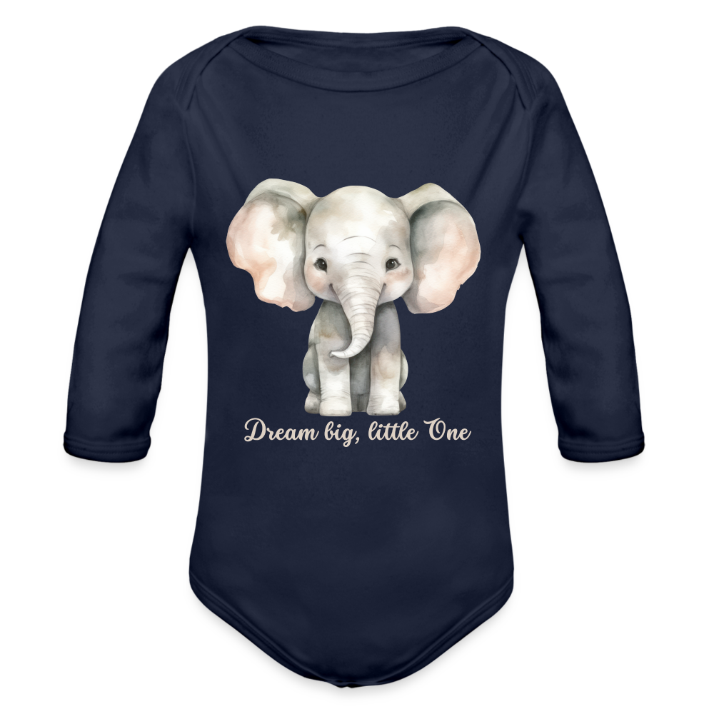 Baby Bio-Langarm-Body - Dream big, little one - Dunkelnavy